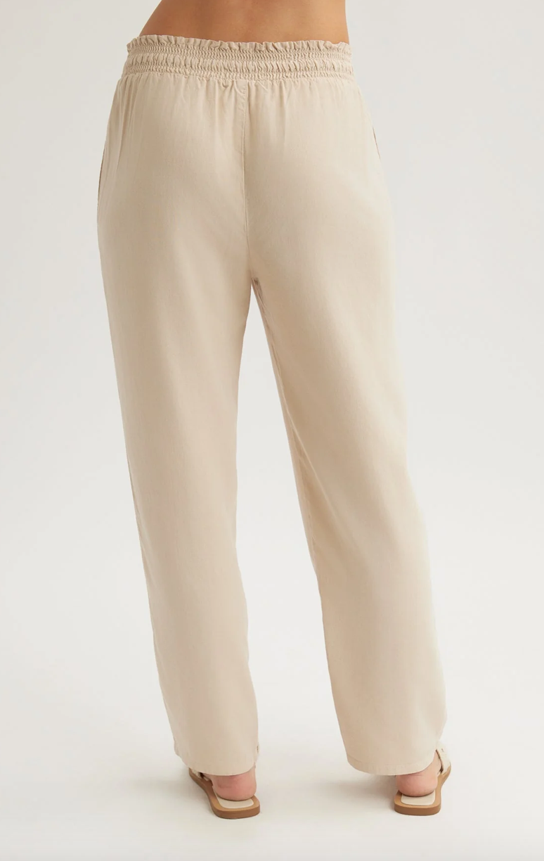 Smocked Waist Trousers - Linen Sand