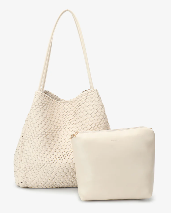 Hollace North South Tote Woven - Cream