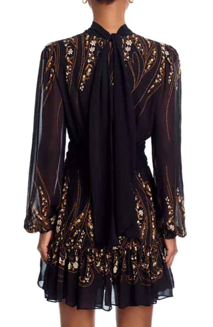 Garden Silhouette Long Sleeve Mini Dress