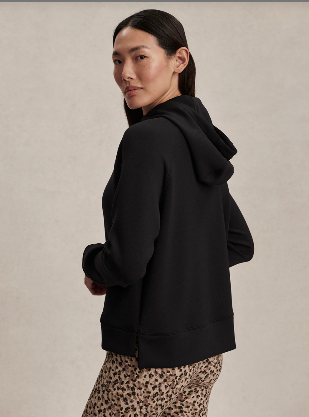 Karo Half Zip Mid-Layer Hoodie-Black