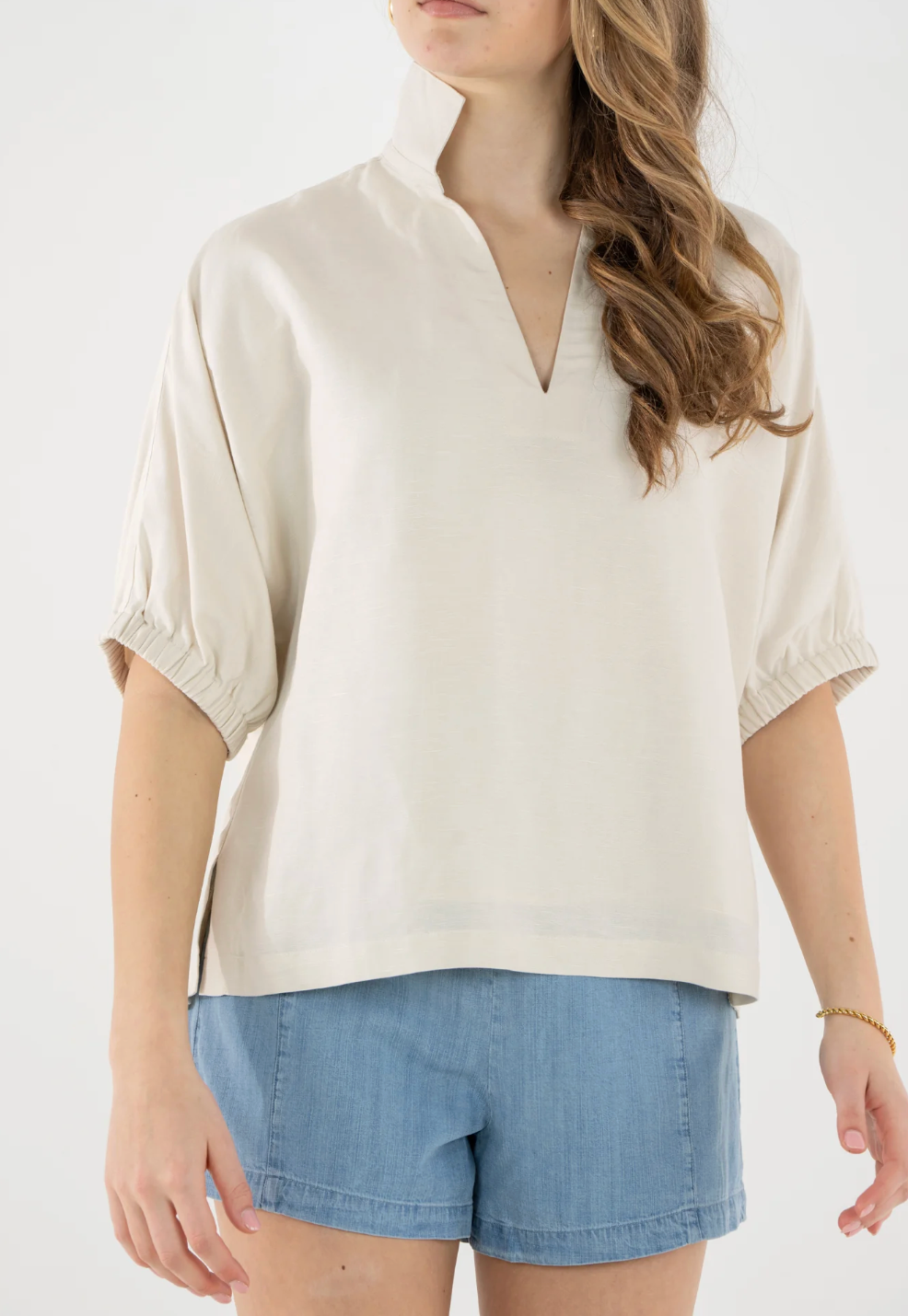 Poppy Top-Sandshell Linen