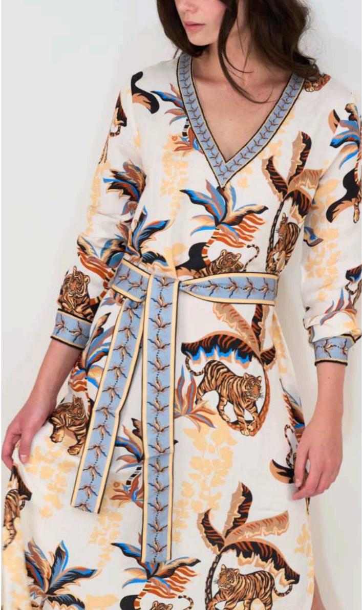 Bali Tiger Long Dress-White
