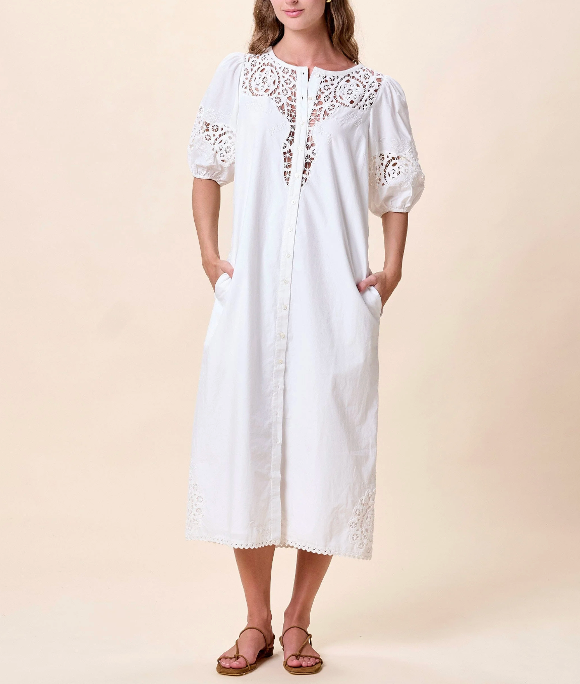 Franny Midi Dress-Ivory