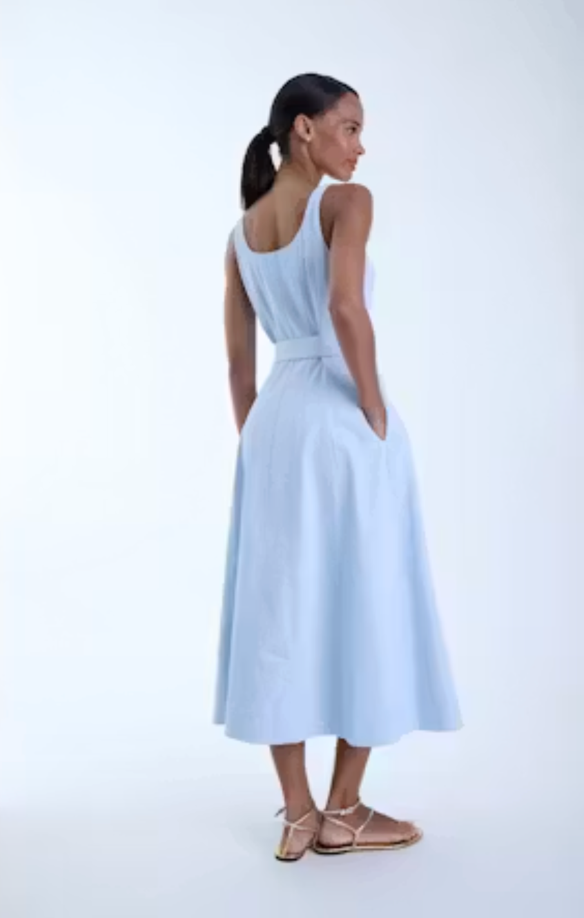 Zyra Denim Midi Dress-Sky