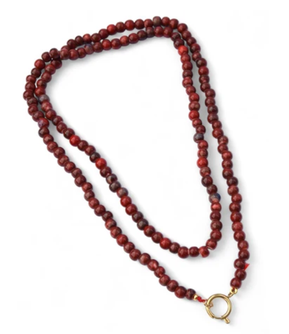 Tide and True Beaded Wrap Necklace-Red