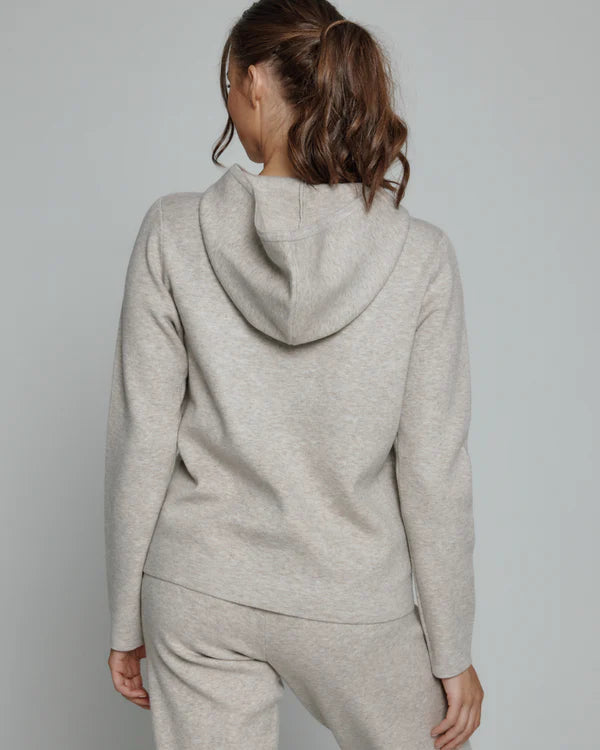 Zoe Half-Zip Hoodie-Stone