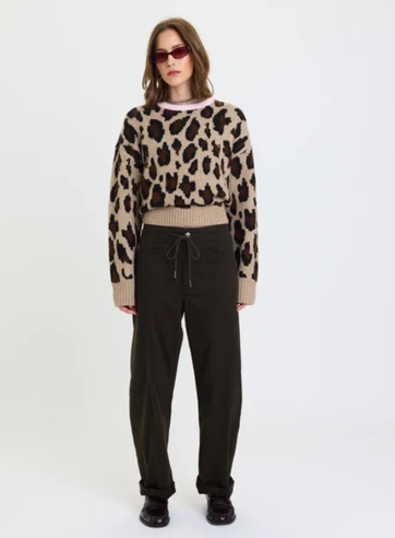 Villa Drawstring Barrel Pant-Olive Green