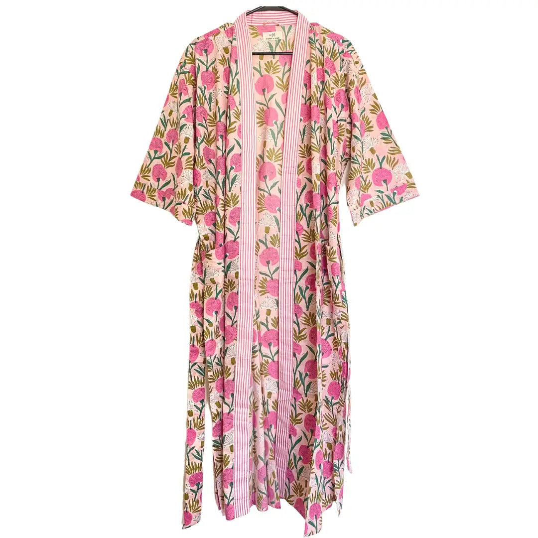Dahlia Lounge Robe in Poppy Pink