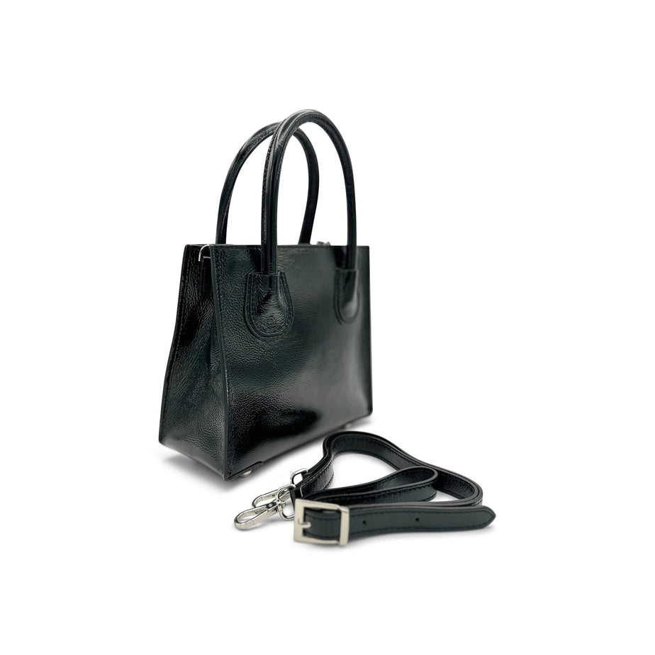 Magnolia Mini Tote-Black Patent