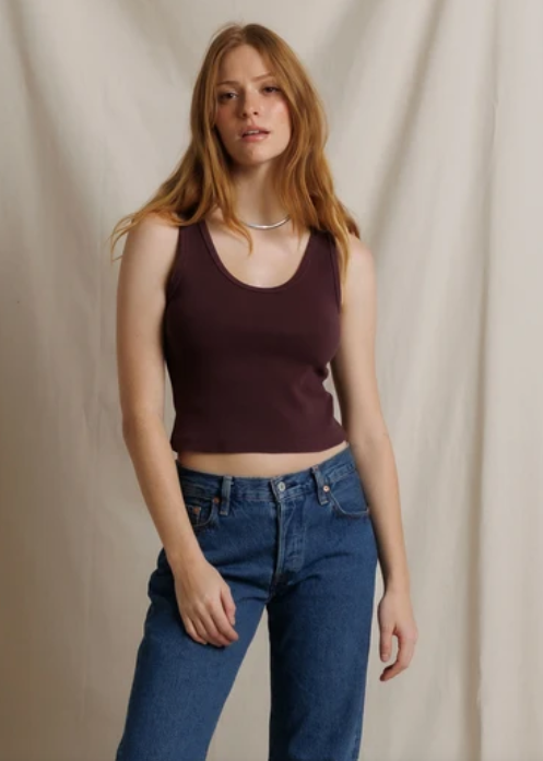 Blondie Structured Rib Bra Friendly tank-Cherry Lacquer