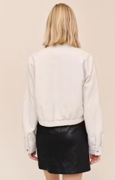 Crop Bomber Jacket-Winter White