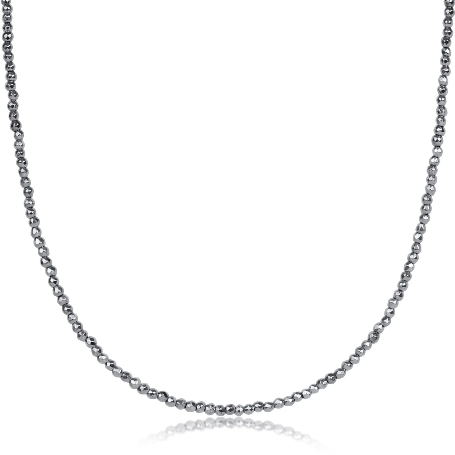 EN-15" Choker Silver FacetedHematite 2mm Bead
