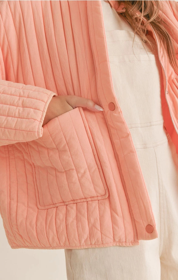 Kora Quilted Jacket-Washed Coral