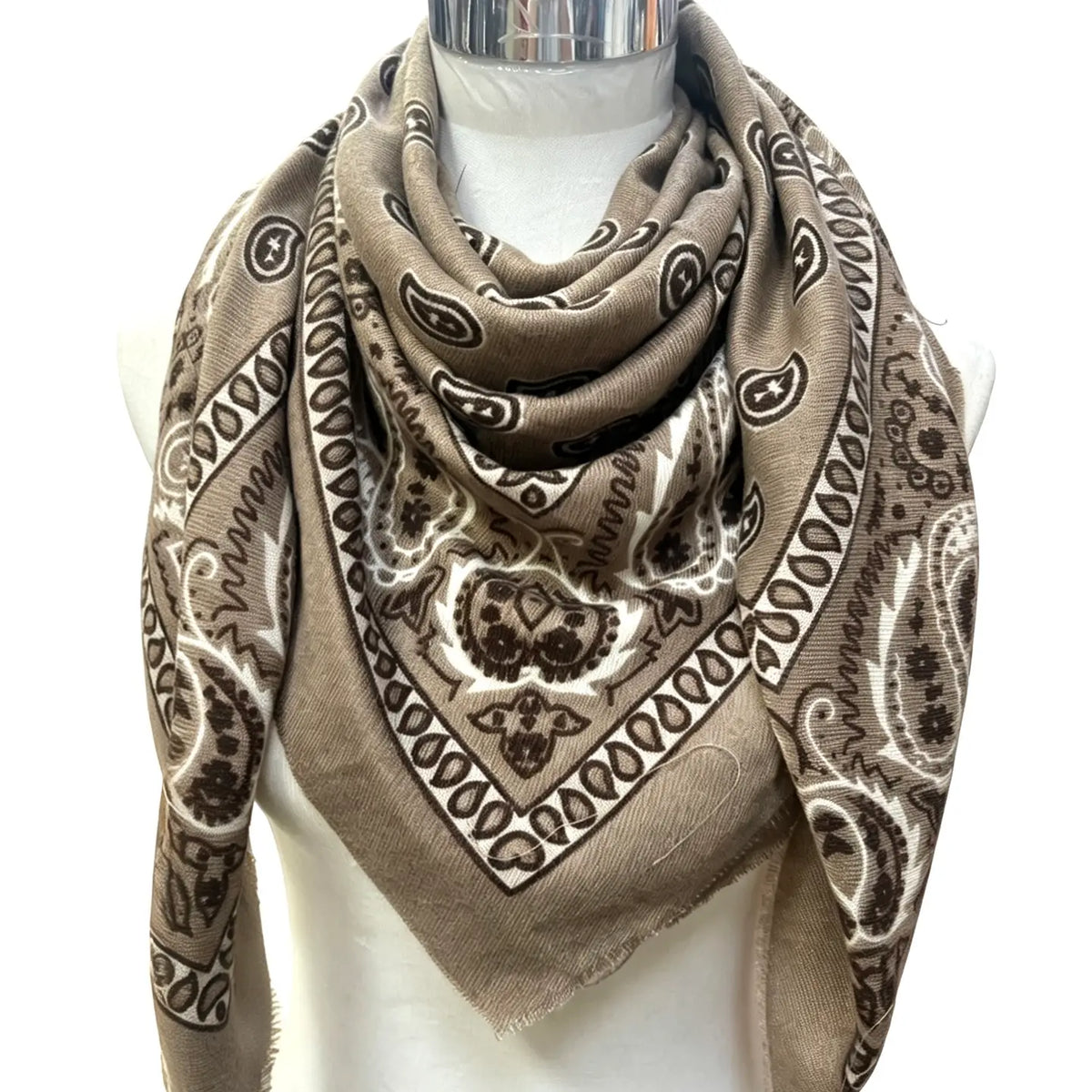Western Wool Bandana Large-Taupe