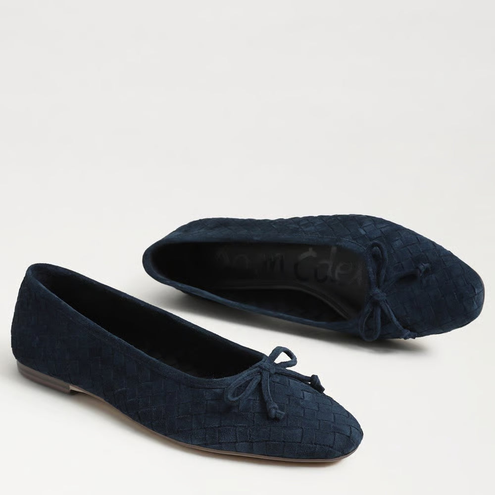 Ruthie Woven Ballet Flat-Navy Suede