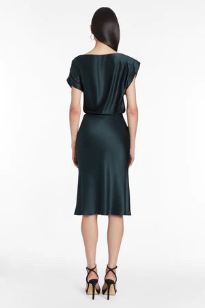 Elroy Silk Dress-Forest Green
