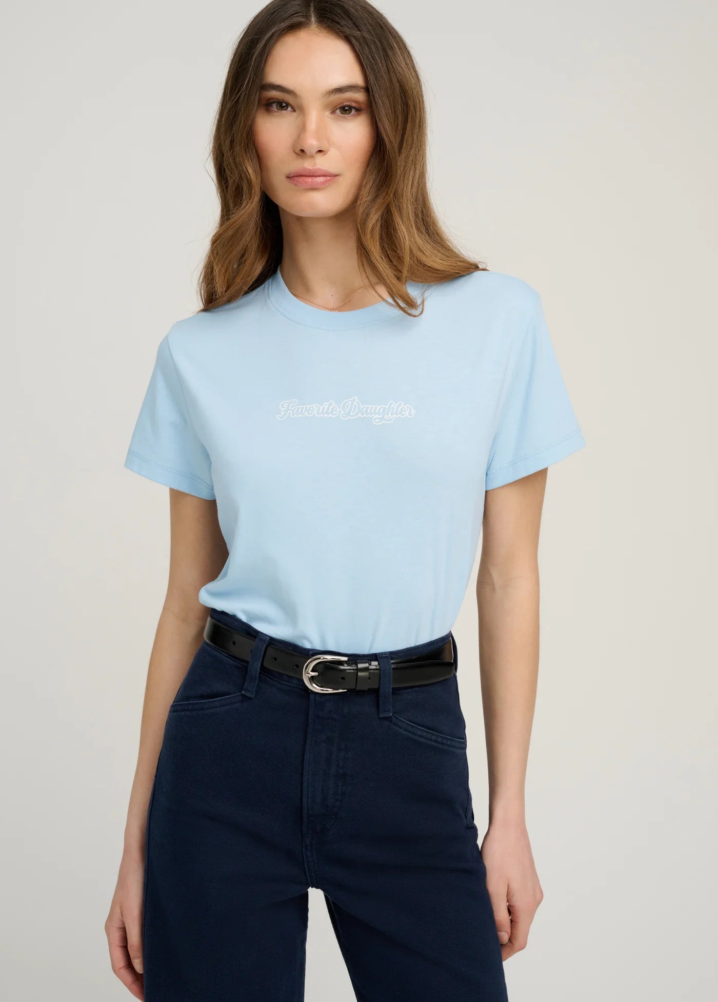 The Cropped Varsity Tee-Sea Blue