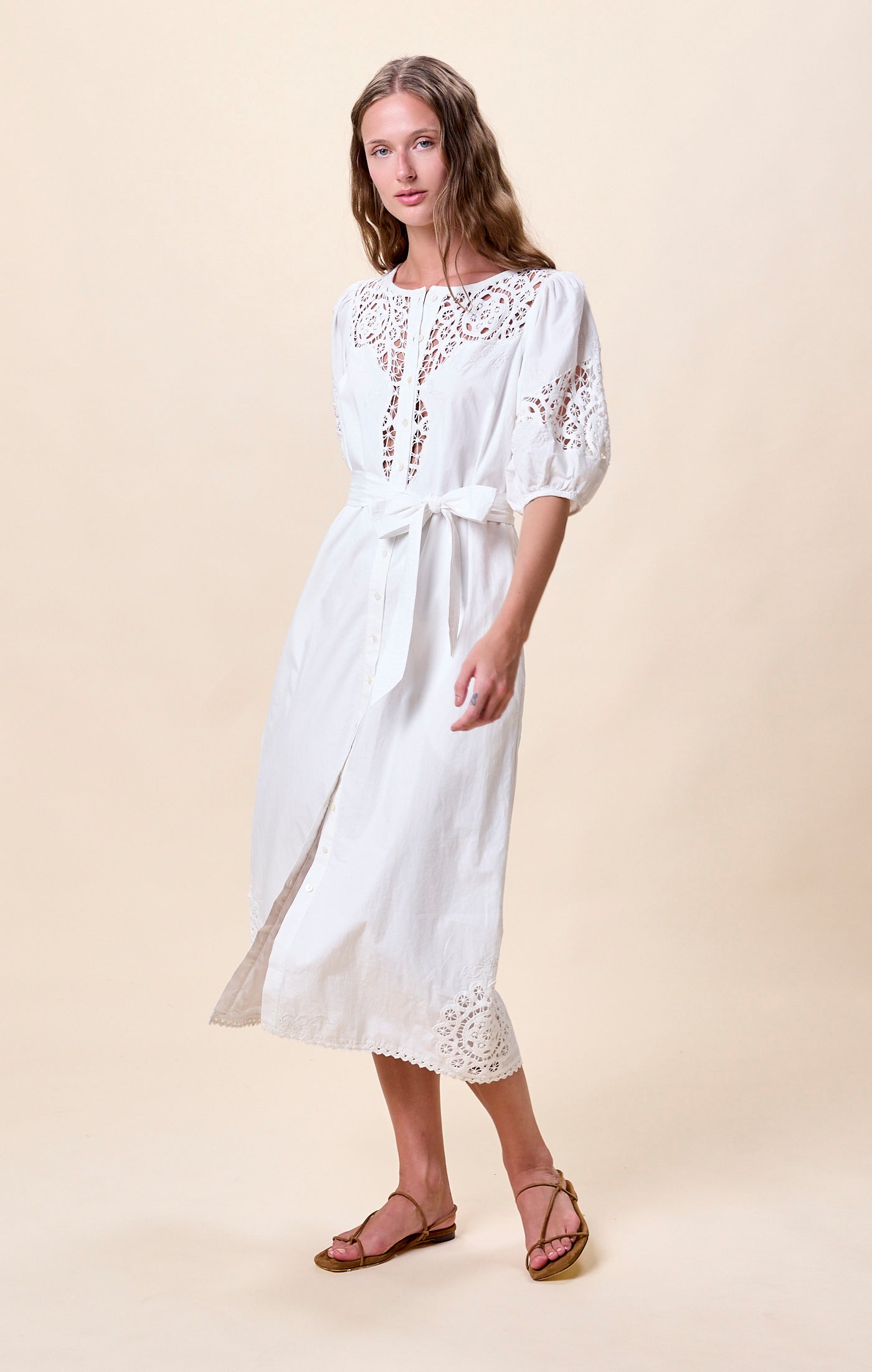 Franny Midi Dress-Ivory