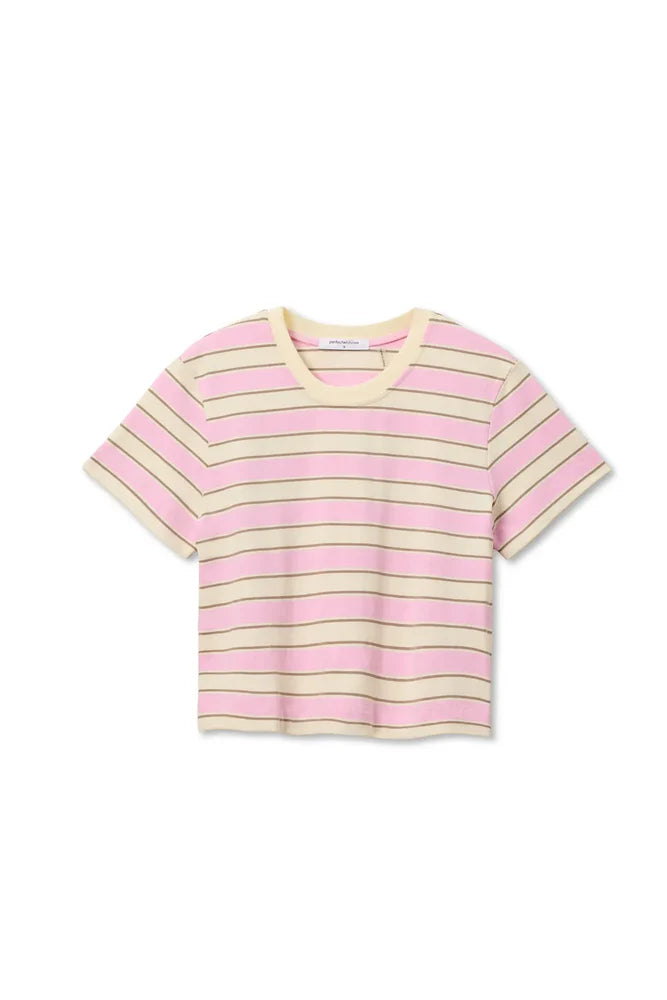 Gia Crew Tee-Sugar Pink Stripe