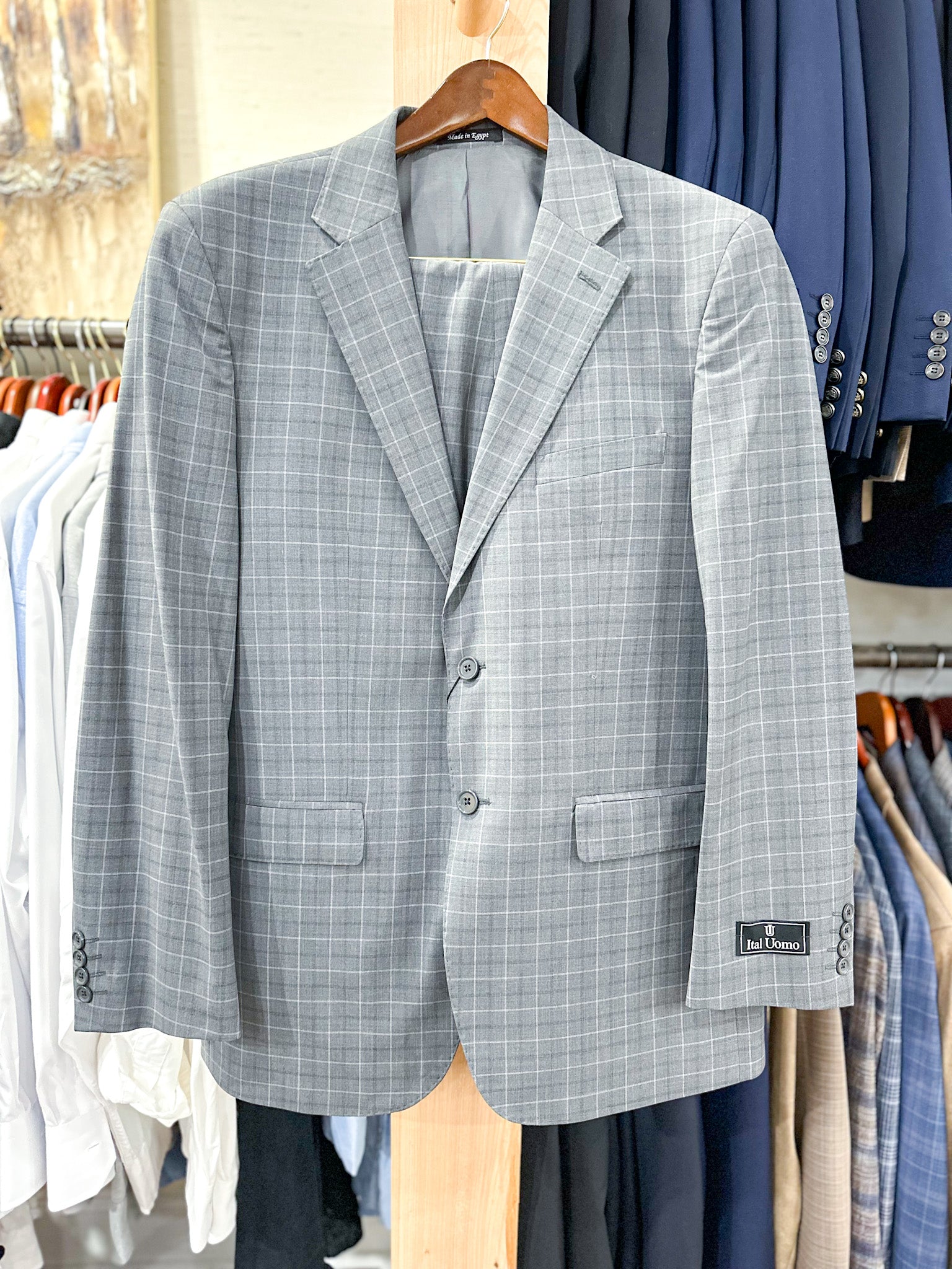 Ital Uomo Glenn Plaid Suit - STORM GREY