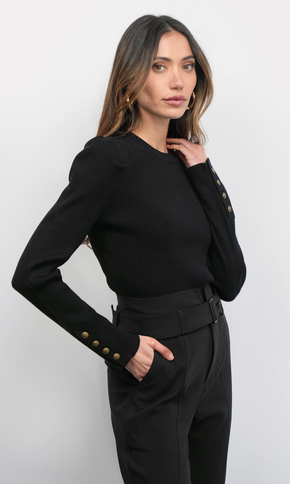 Dani Button Puff Top