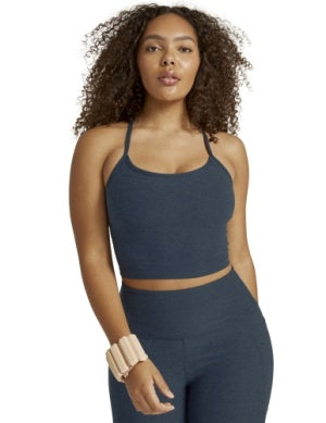 Slim Racerback Cropped Tank-Navy