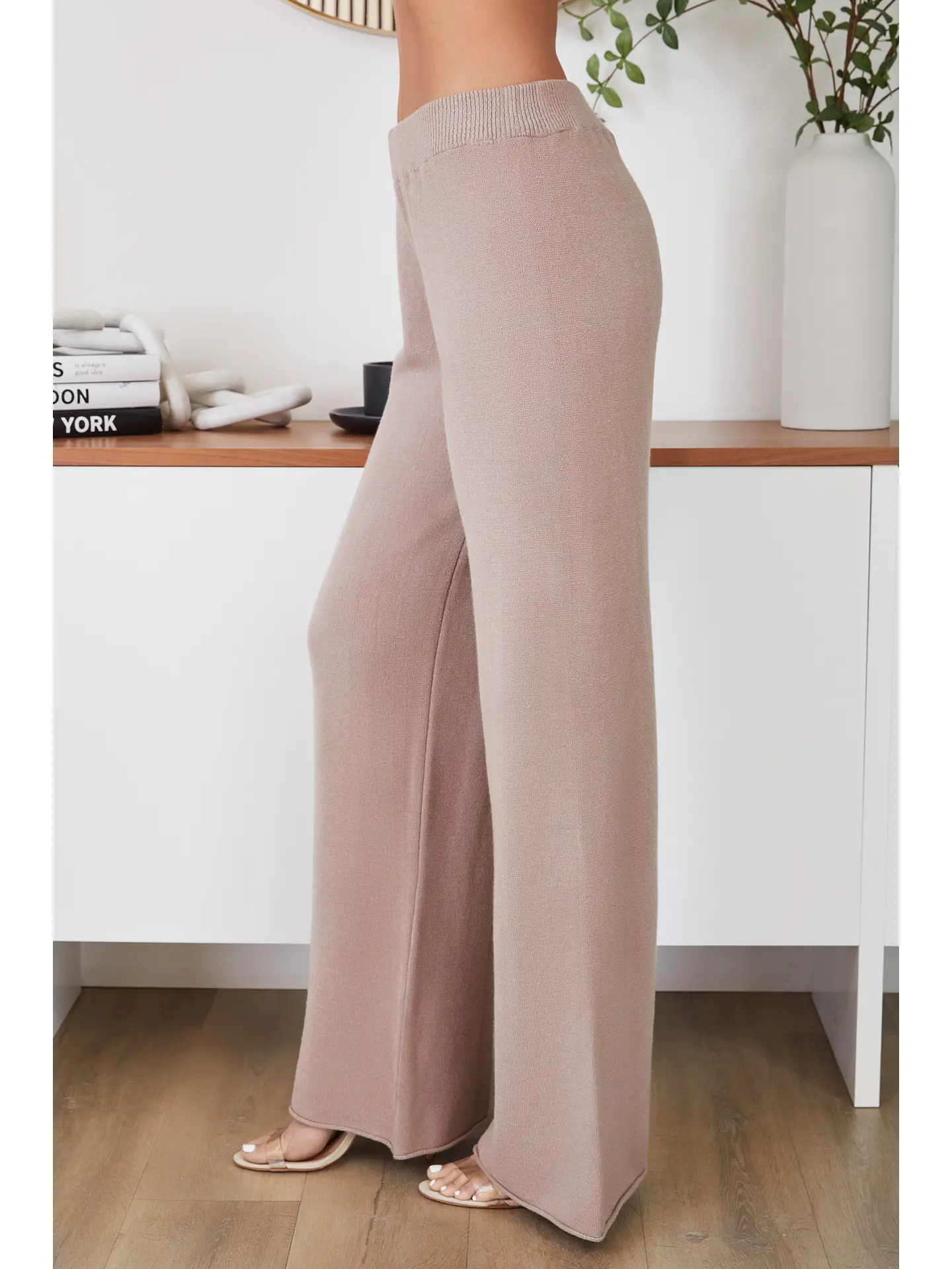 Crop Knit Flare Pant- Mocha