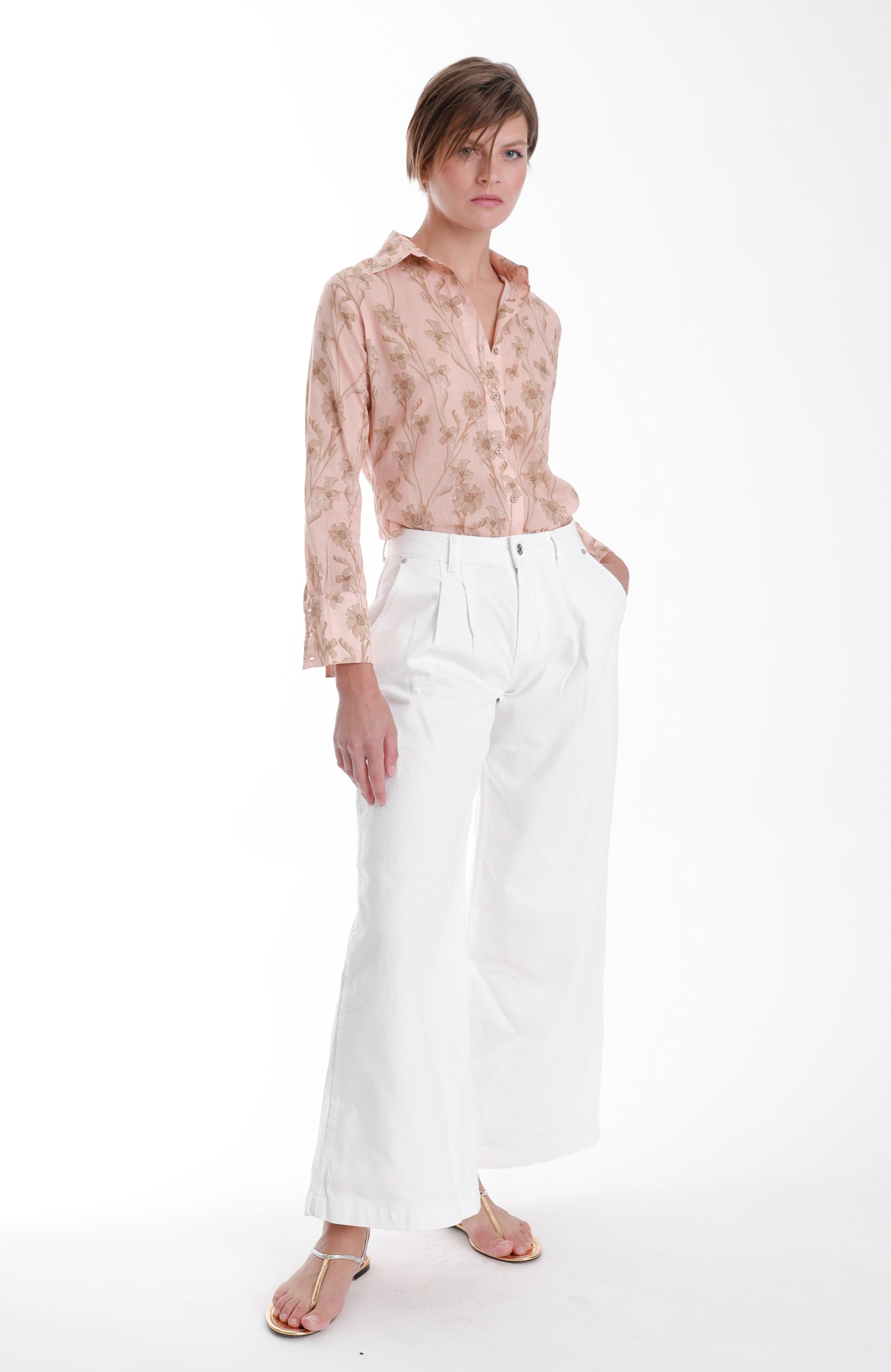 Coral Print Blouse - Peach