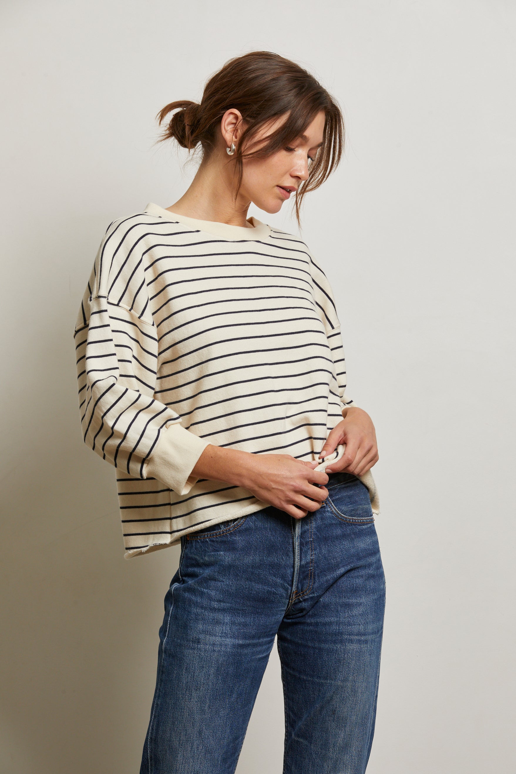 Niall Striped Fleece Pullover