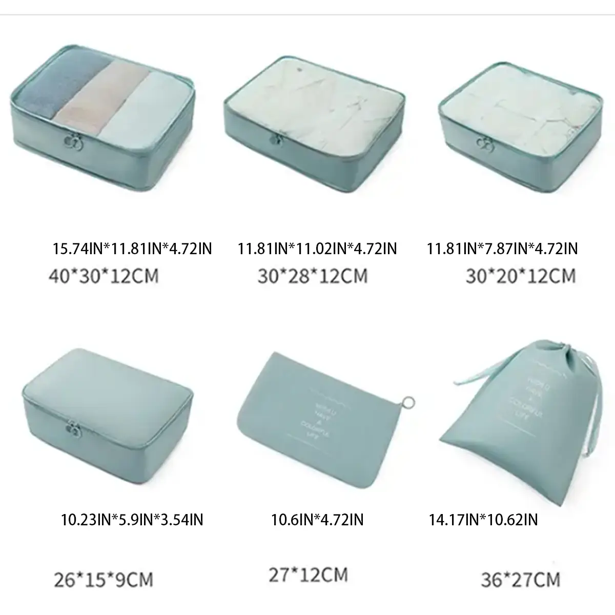 6 Set Packing Cubes Suitcases - Blue