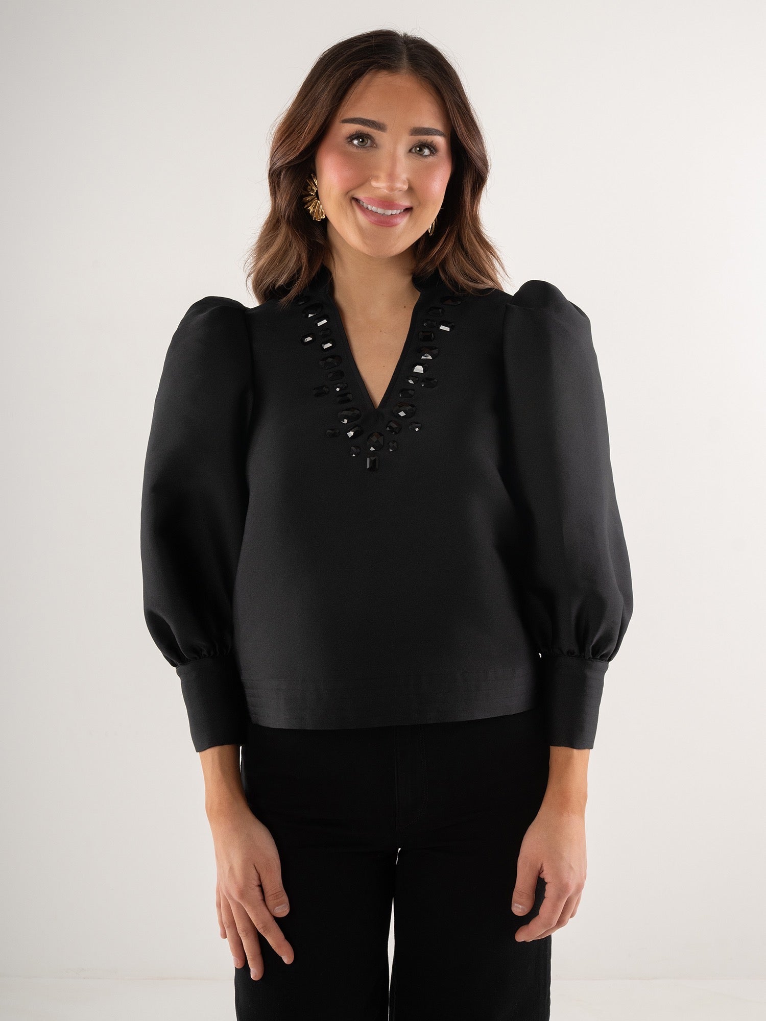 Hampton Top- Midnight Poly Silk
