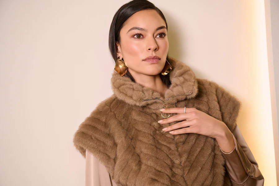 Faux Light Brown Fur Vest