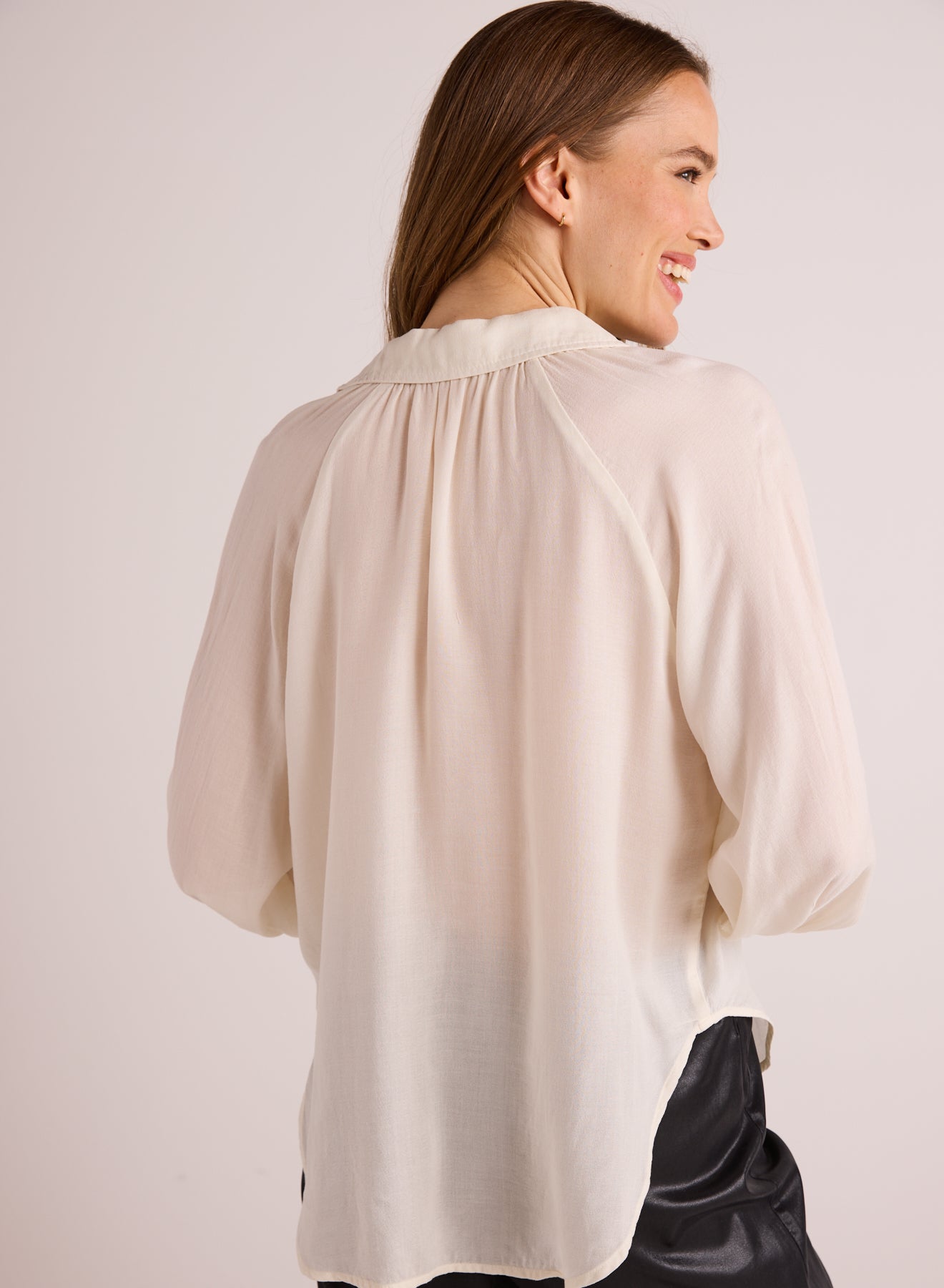 Flowy Raglan Sleeve Shirt-Ivory