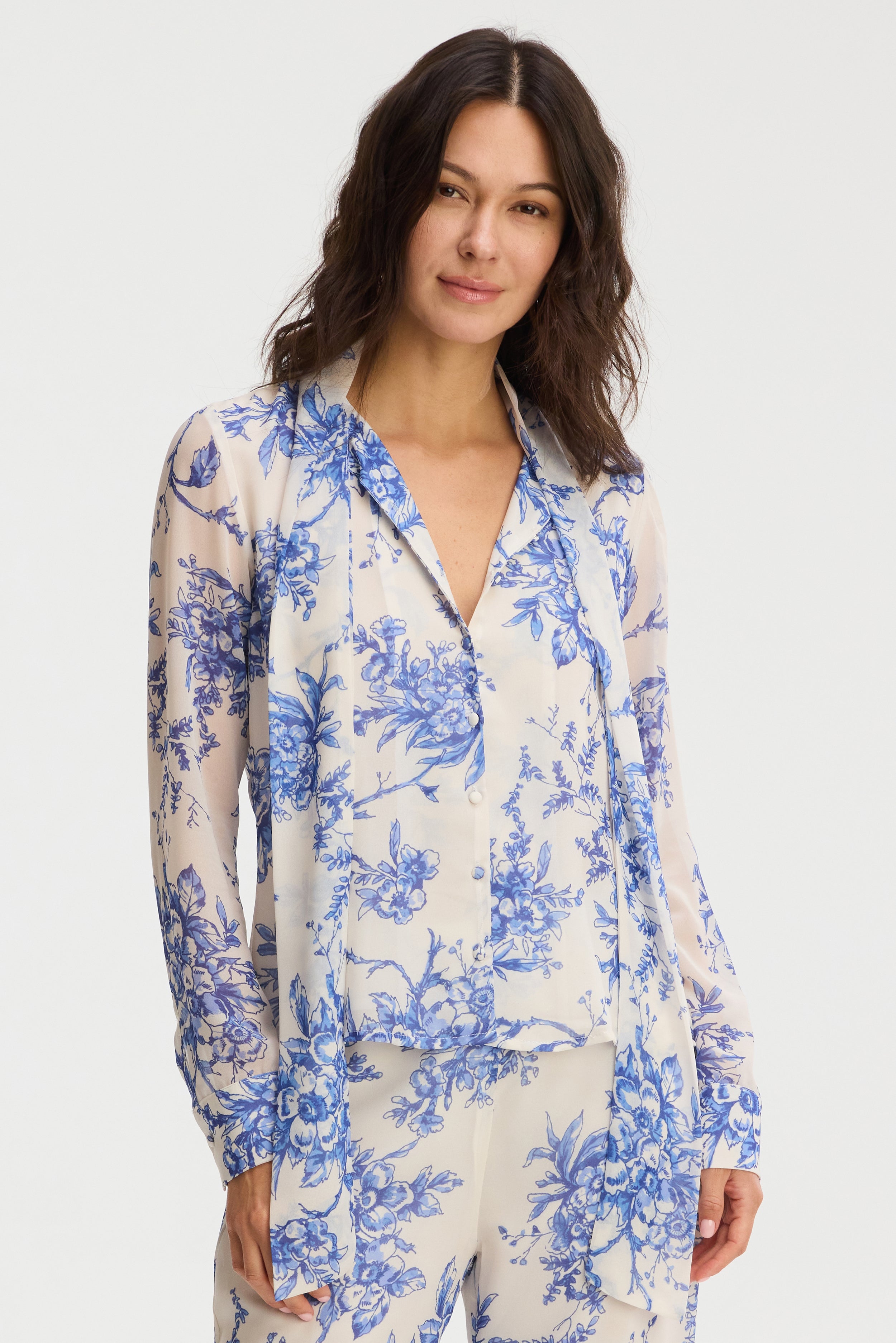 Maribeth Blouse-Blue Floral