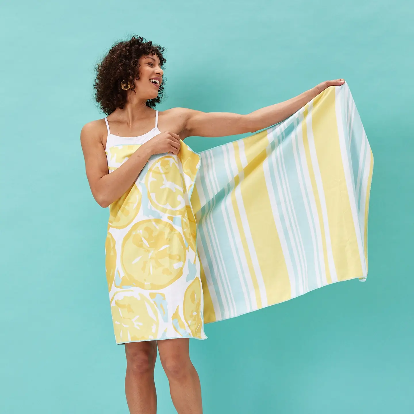 Lemon Slices Reversible Beach Towel