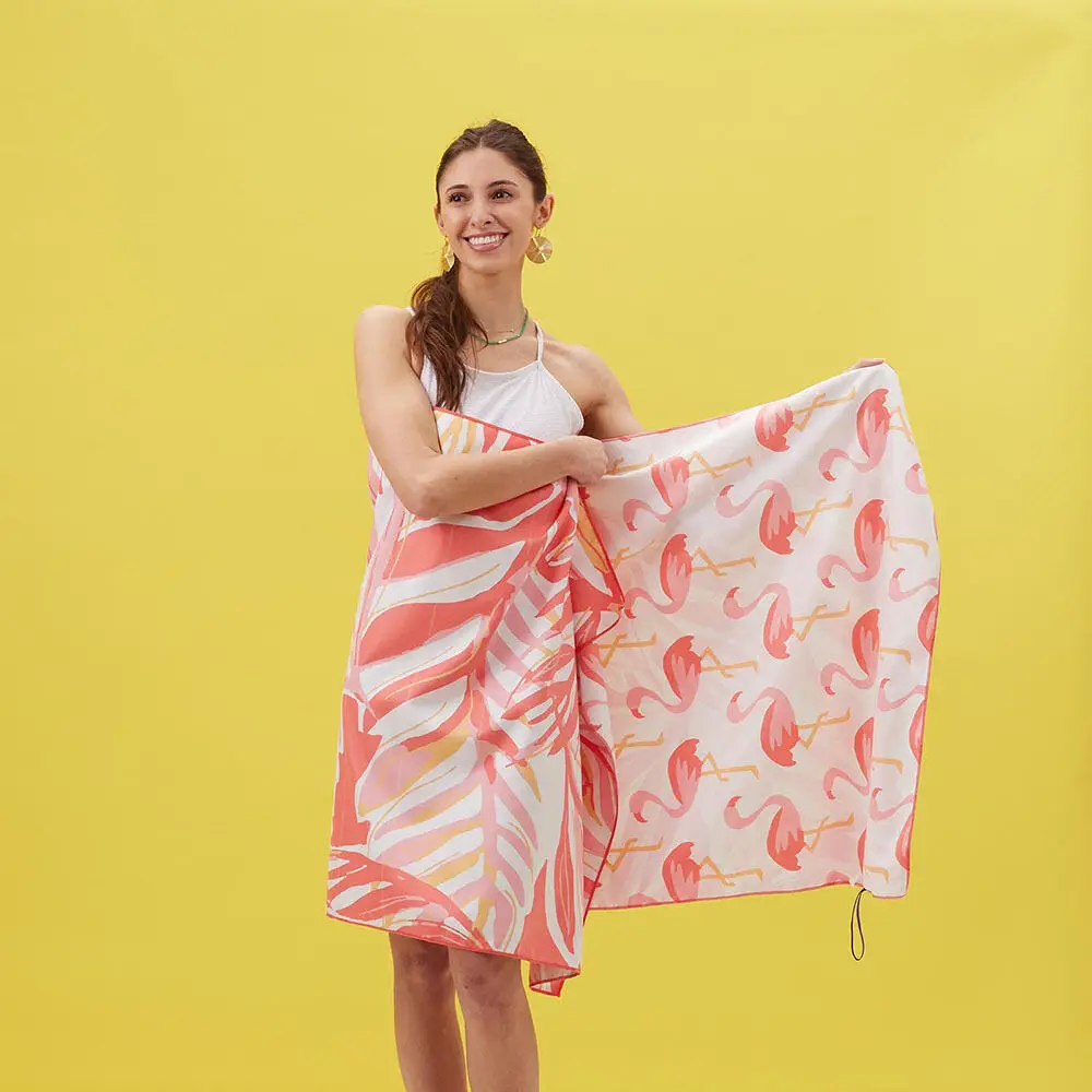 Flamingo Pink Reversible Beach Towel