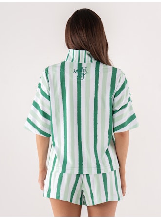Pajama Short Set - Mist Green Stripe