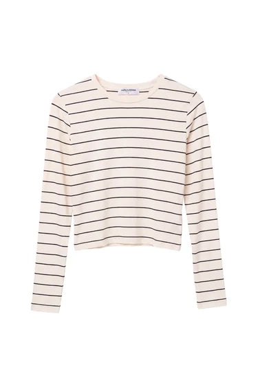 Lisa Long Sleeve Stripe tee-Natural/Black
