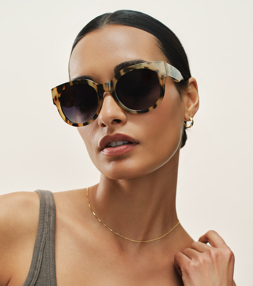 Lunch Date Polarized Sunglasses-Dark Tort Gradient