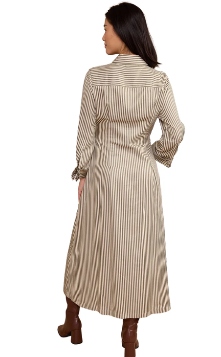 Miles Dress-Olive Stripe