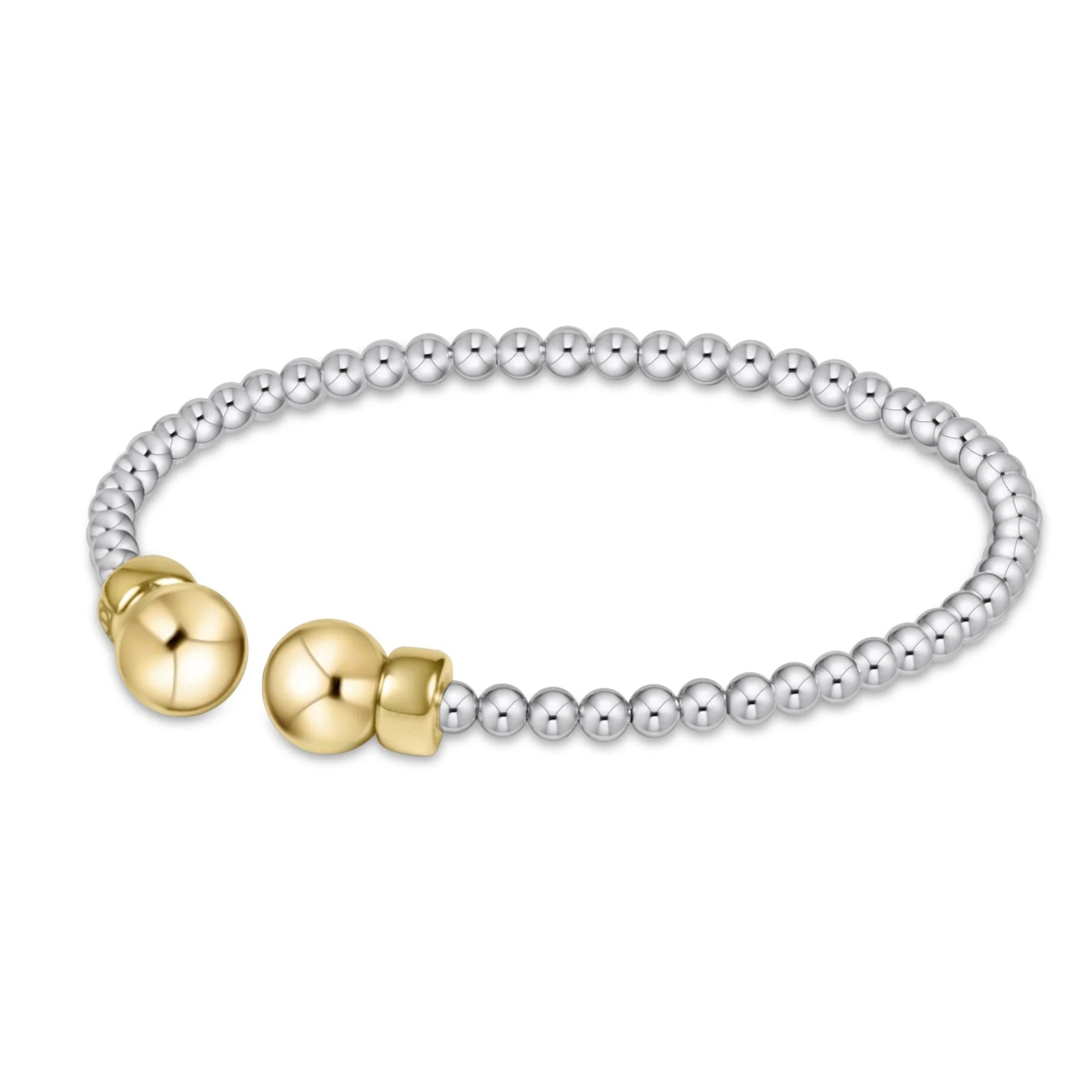 EN-Classic Mixed Metal 2mm Bead Cuff-Gold