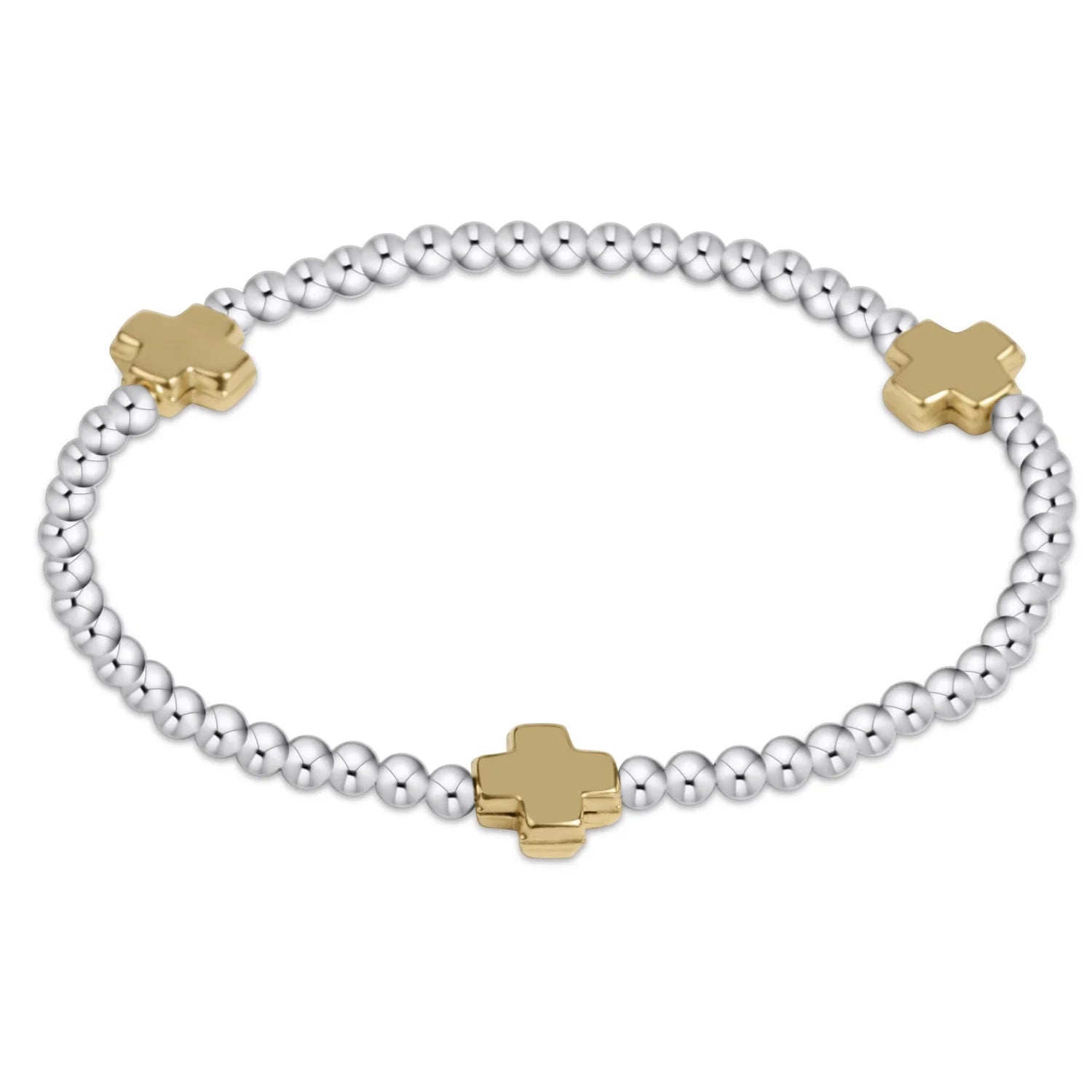 EN Extends Signature Cross 3mm Mixed Metal Gold Bracelet