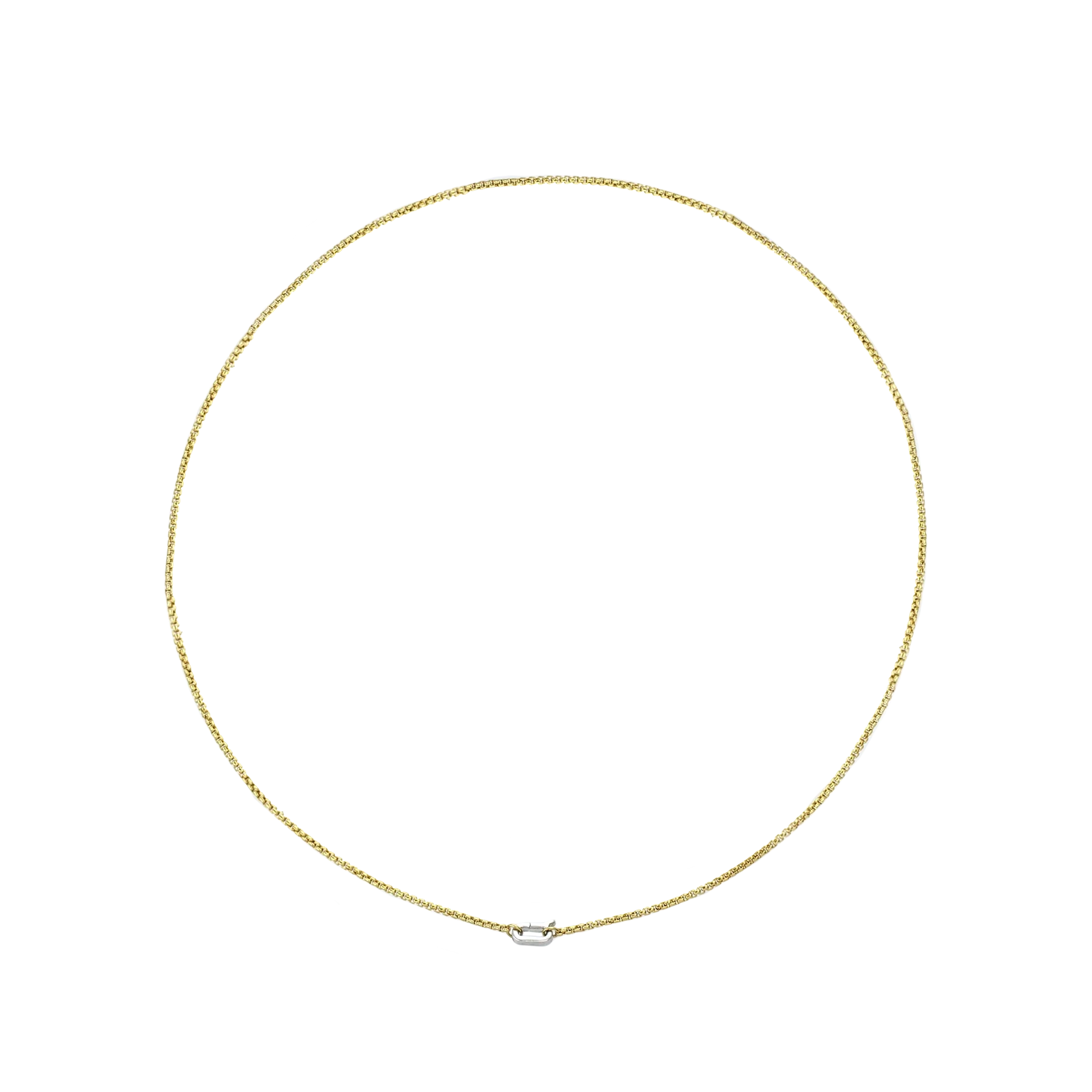 Silver Can Opener Mini Box Slim Gold Chain 18"