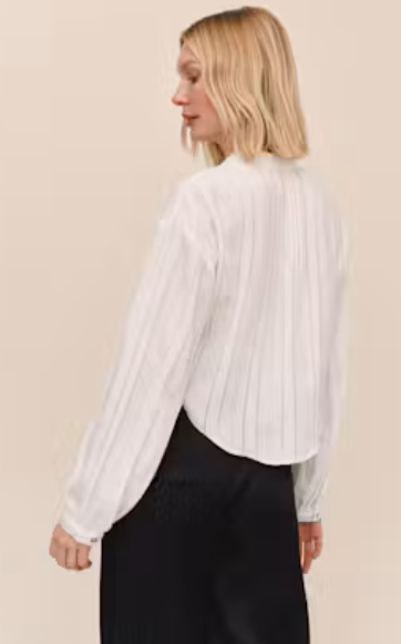 Long Sleeve Pintuck Shirt-Ivory