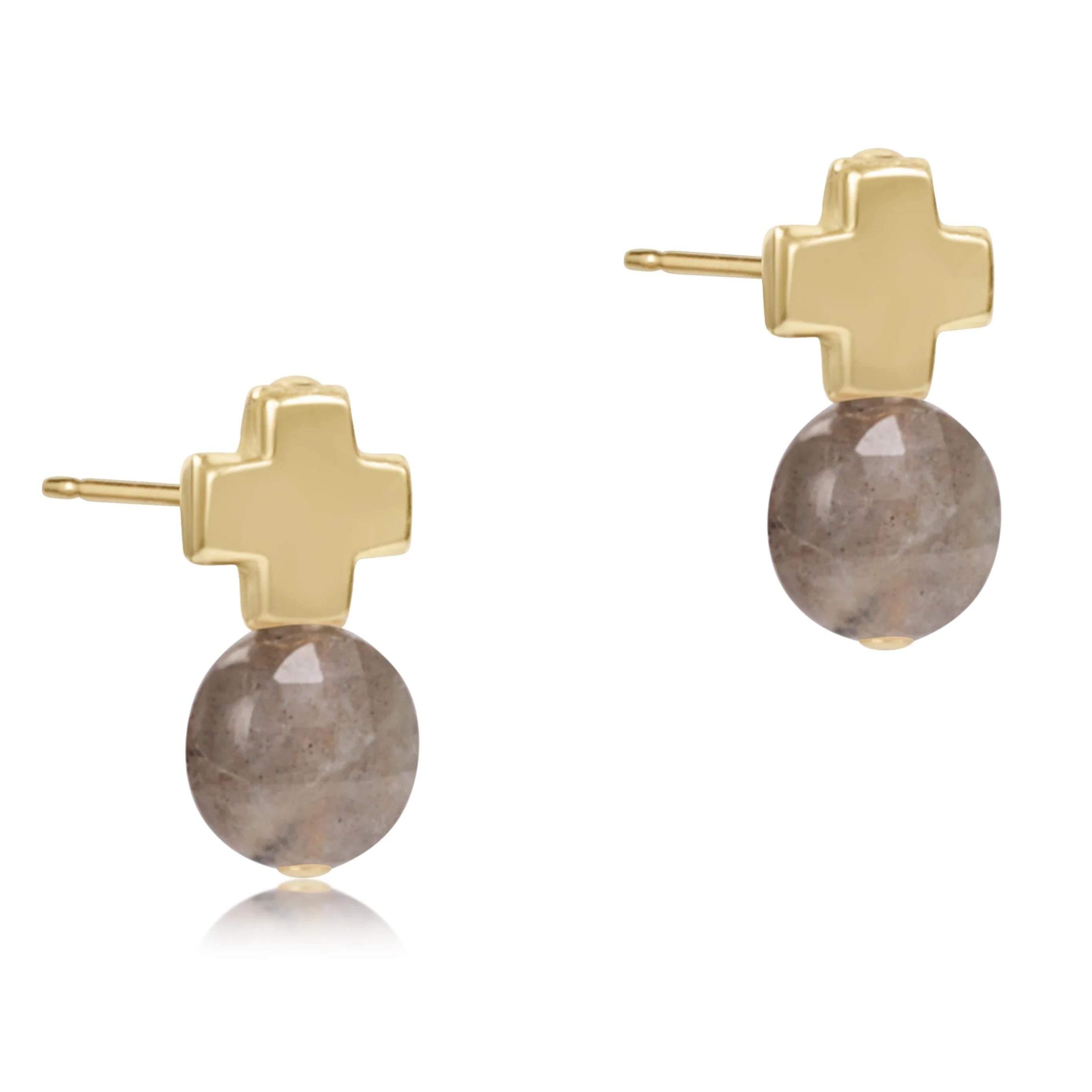 Signature Cross Gold Stud-Labradorite-E.N.