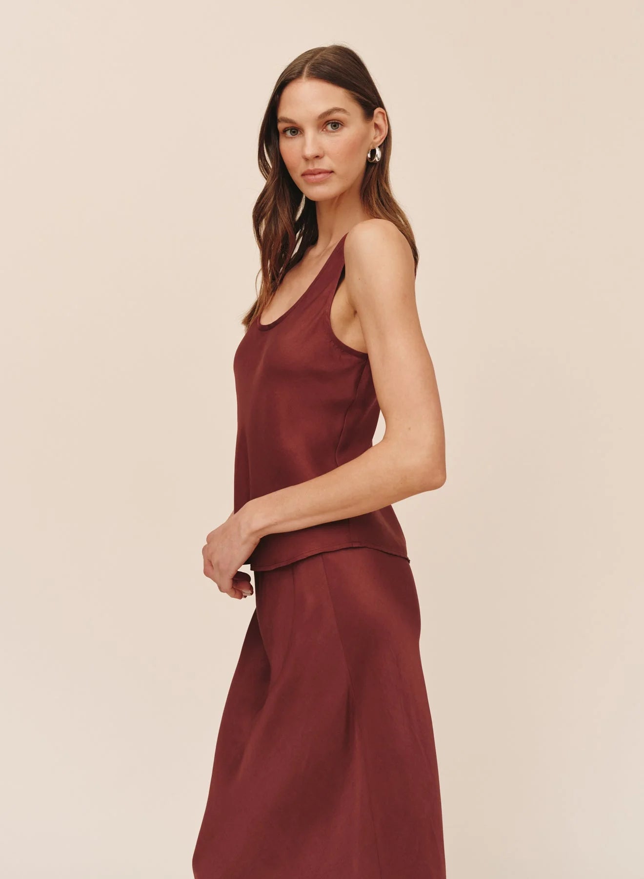 Crimson Scoop Neck Tank