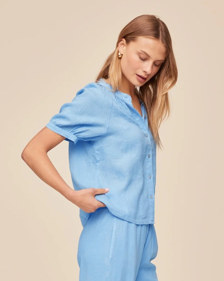 Bella Dahl Short Sleeve Raglan Top-Tidal Blue