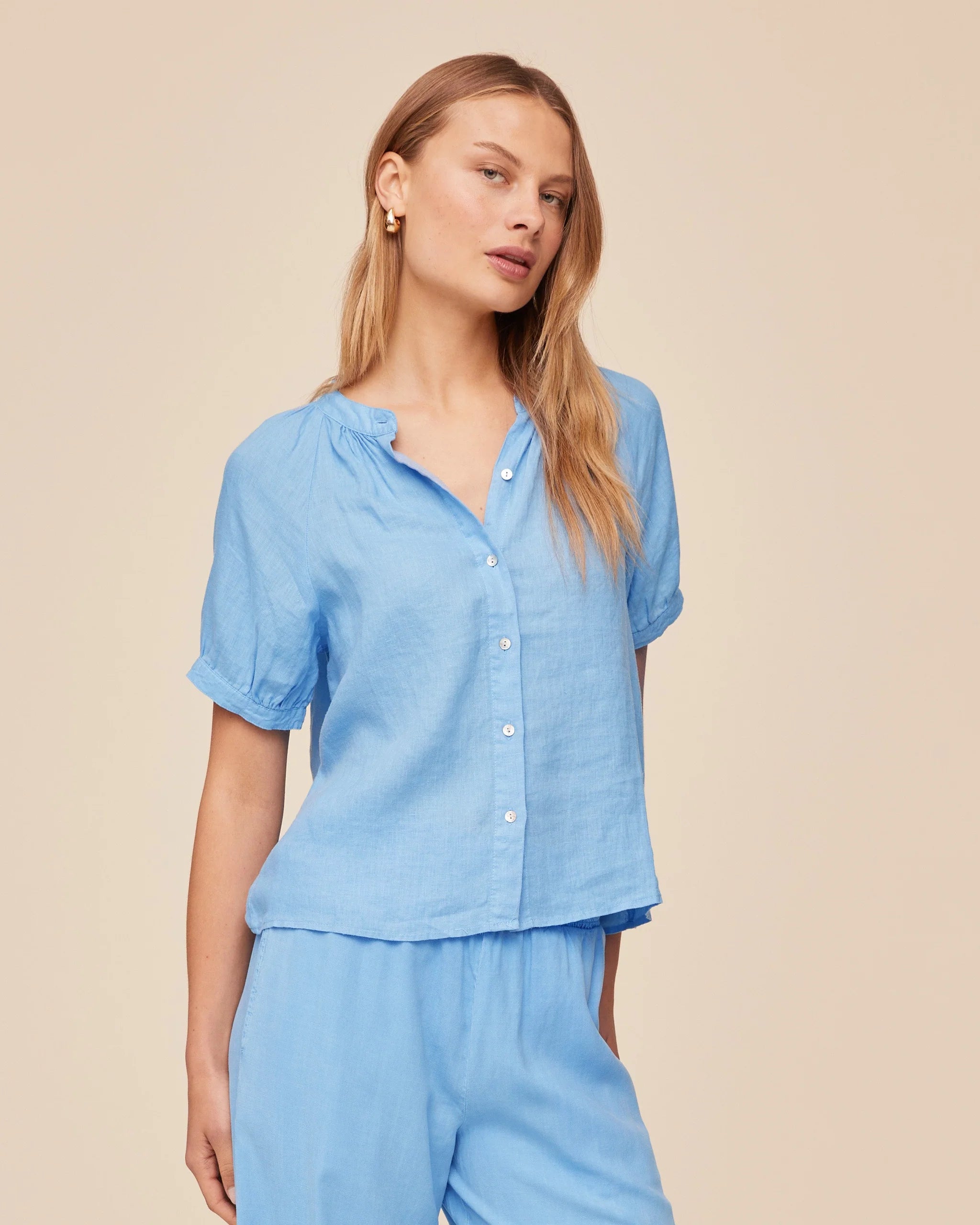 Bella Dahl Short Sleeve Raglan Top-Tidal Blue