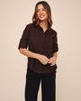 Split Back Button Down-Dark Chestnut
