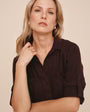 Split Back Button Down-Dark Chestnut